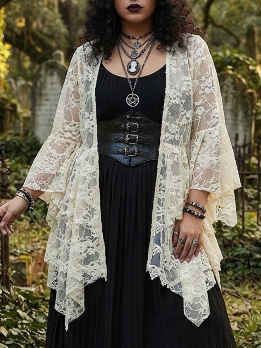Cream Lace Duster Kimono